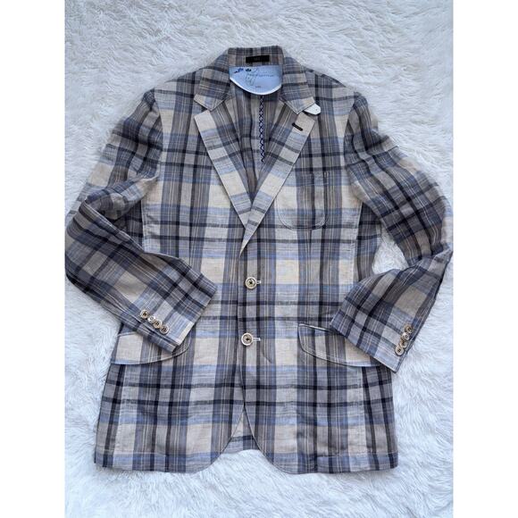 Sieg Madagascar men's sz. S plaid blazer. New w/out tags. Fabulous item - Picture 1 of 8